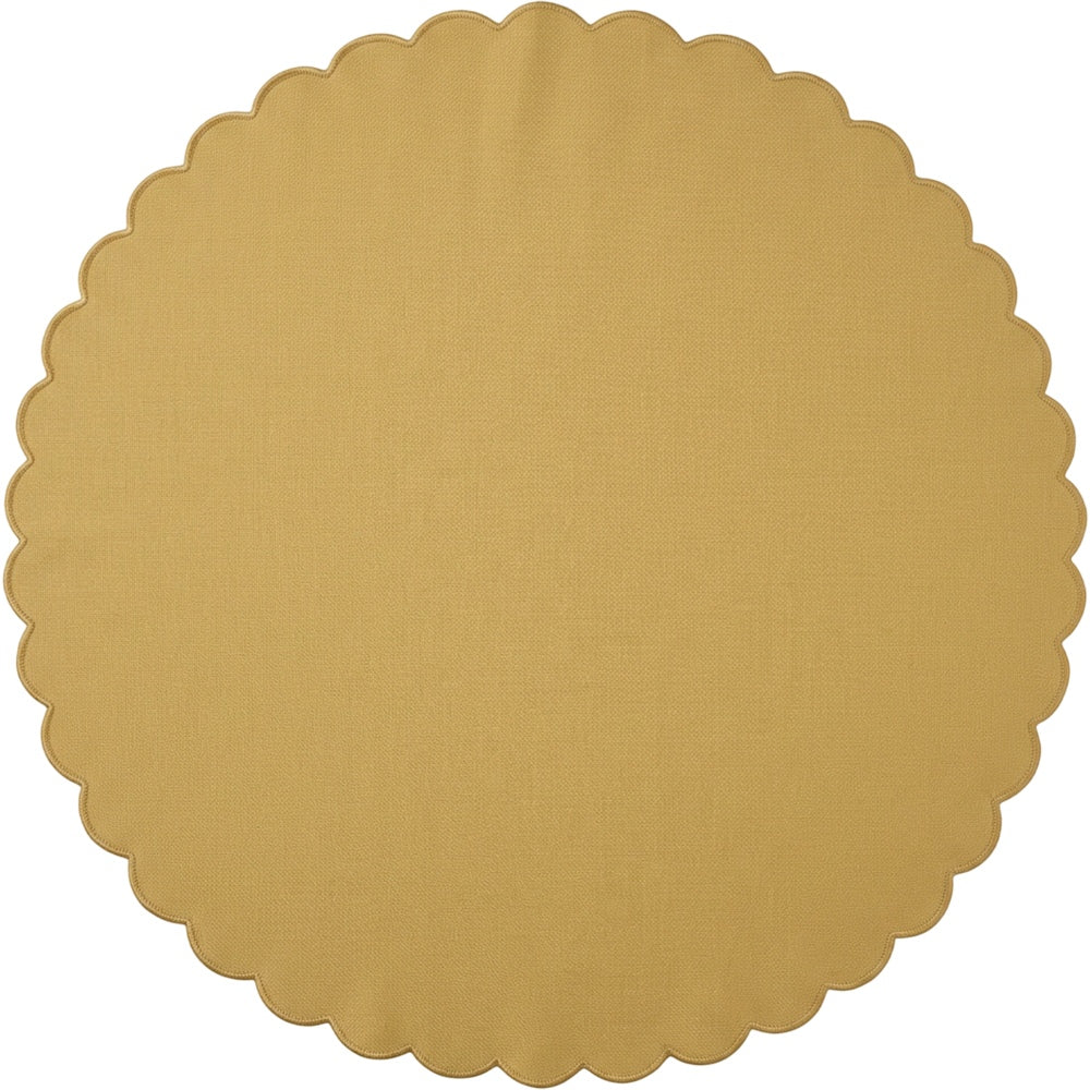 Wildpad Basket Weave Round Tablecloth 200 cm Muted Gold Scalloped Edge - Product view