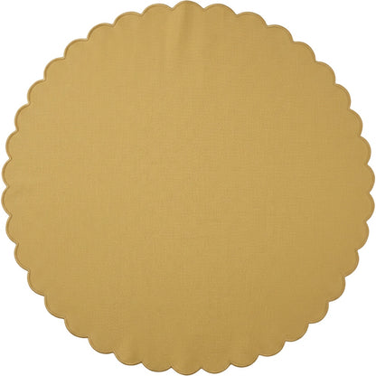 Wildpad Basket Weave Round Tablecloth 200 cm Muted Gold Scalloped Edge - Product view