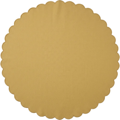 Wildpad Basket Weave Round Tablecloth 200 cm Muted Gold Scalloped Edge - Product view