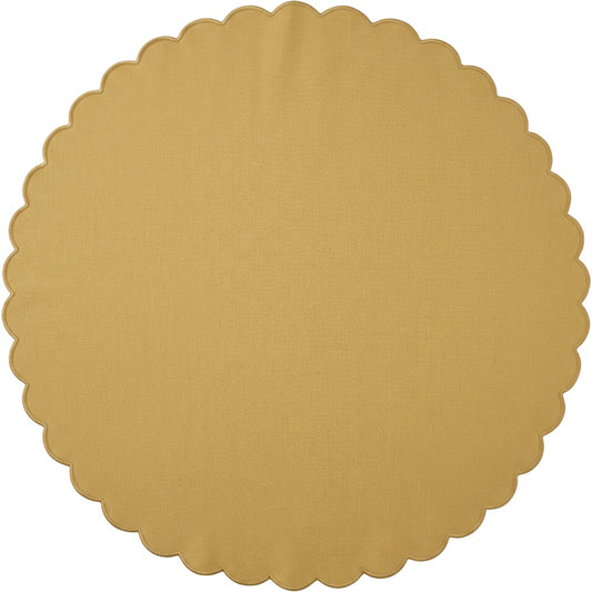 Wildpad Basket Weave Round Tablecloth 200 cm Muted Gold Scalloped Edge - Product view
