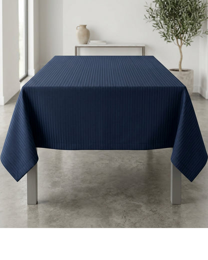 Wildpad Recycled Polyester Pinstripe Tablecloth 150 × 240 cm Midnight Blue - Lifestyle view